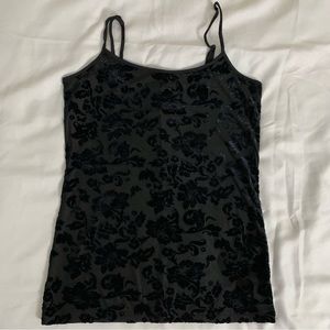 LOFT OUTLET. Black Floral Velvet Print Cami/ Tank Top-Small- Adjustable Straps